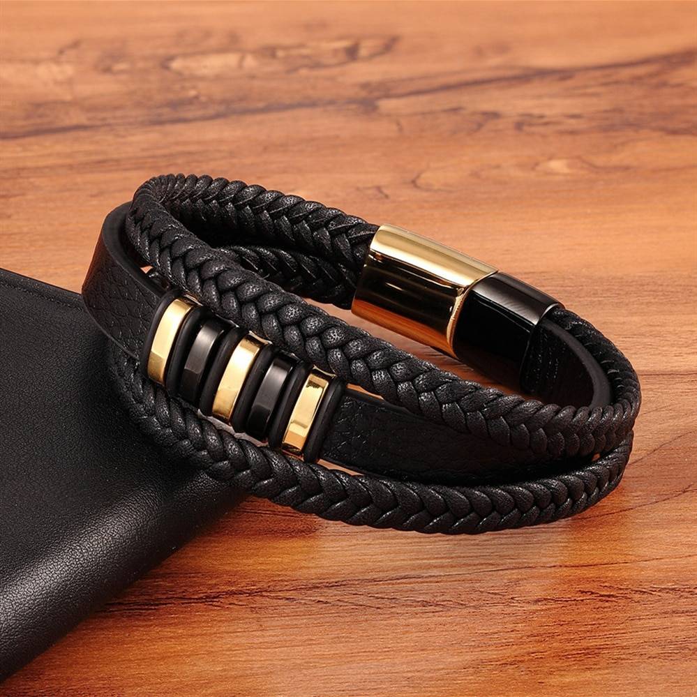 Stylish Genuine Leather Bracelets For Men Men Accessories Color : Silver|Gold/Black|Black /Silver|Gold/Silver Stylish Genuine Leather Bracelets For Men Men Accessories Color : Silver|Gold/Black|Black /Silver|Gold/Silver