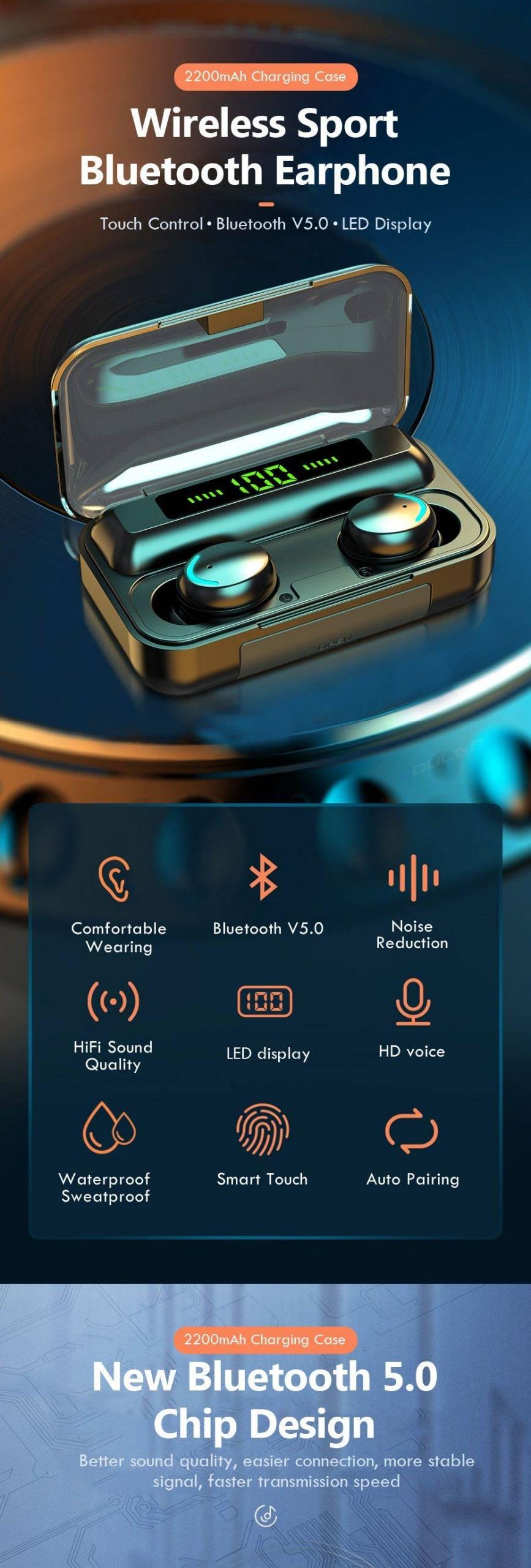 Trendy Waterproof Wireless Bluetooth Earphones Trendy Waterproof Wireless Bluetooth Earphones